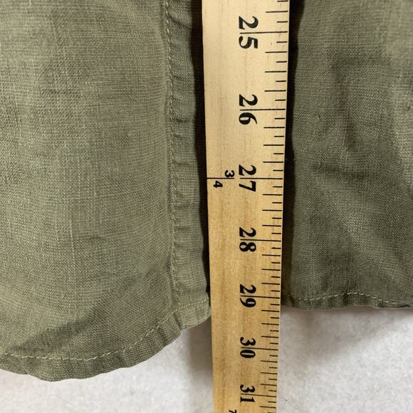 Chicos Linen Blend Button Top Sz S Olive Green Coastal Beachy Travel Safari - Picture 8 of 12